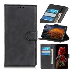 Matte Skin PU Leather Wallet Stand Book Case priekš LG K40s X430 - Melns - sāniski atverams maciņš ar stendu