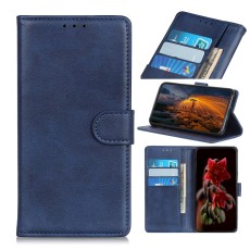 Matte Skin PU Leather Wallet Stand Book Case priekš LG K40s X430 - Tumši Zils - sāniski atverams maciņš ar stendu