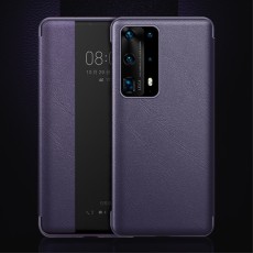 Smart View Window Touch Slide Wake / Sleep PU Leather Book Case priekš Huawei P40 - Violets - sāniski atverams mākslīgas ādas maciņš ar lodziņu