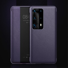 Smart View Window Touch Slide Wake / Sleep PU Leather Book Case priekš Huawei P40 Pro - Violets - sāniski atverams mākslīgas ādas maciņš ar lodziņu