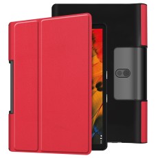 PU Leather Stand Case priekš Lenovo Yoga Smart Tab 10.1 X705 - Sarkans - sāniski atverams mākslīgas ādas maciņš ar stendu