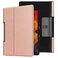 PU Leather Stand Case priekš Lenovo Yoga Smart Tab 10.1 X705 - Rozā Zelts - sāniski atverams mākslīgas ādas maciņš ar stendu