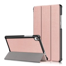 Tri-fold Stand PU Leather Case priekš Lenovo Tab M8 TB-8505 / TB-8506 3rd Gen - Rozā Zelts - sāniski atverams maciņš ar stendu