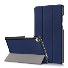 Tri-fold Stand PU Leather Case priekš Lenovo Tab M8 TB-8505 / TB-8506 3rd Gen - Tumši Zils - sāniski atverams maciņš ar stendu