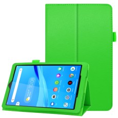 Litchi Texture PU Leather Tablet Case priekš Lenovo Tab M8 TB-8505 / TB-8506 3rd Gen - Zaļš - sāniski atverams mākslīgas ādas maciņš ar stendu