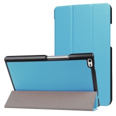 Tri-fold Stand PU Smart Auto Wake/Sleep Leather Case priekš Lenovo Tab 4 8.0 TB-8504 - Gaiši Zils - sāniski atverams maciņš ar stendu