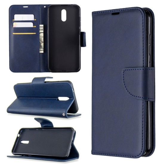 PU Leather Book Case with Wallet Stand priekš Nokia 2.3 - Tumši Zils - sāniski atverams mākslīgas ādas maciņš ar stendu