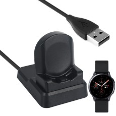 Wireless Charging Dock Cradle Station with Cable priekš Samsung Galaxy Watch Active 2 - Melns - Universāls induktīvs bezvadu USB lādētājs paliktnis (EP-OR500 analogs)