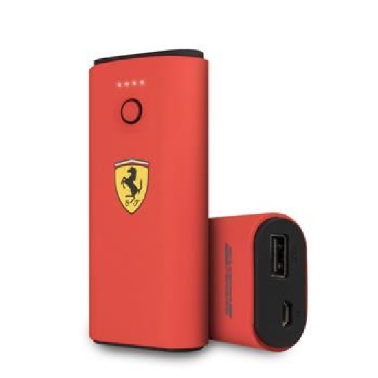 Ferrari Soft Rubber FESPBAS50RE Power Bank 5000mAh USB 5V 1x2.1A Ligzda - Sarkans - Universāla ārējas uzlādes batereja lādētājs-akumulators (Power Bank)