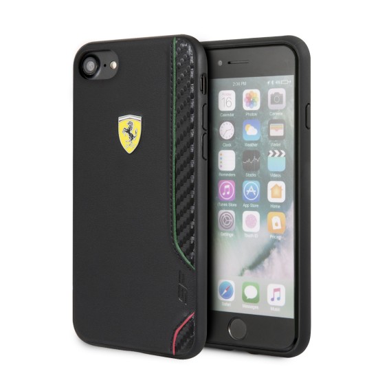 Ferrari Silicone On Track series FESITHCI8BK priekš Apple iPhone 7 / 8 / SE2 (2020) / SE3 (2022) - Melns - silikona aizmugures apvalks / bampers-vāciņš