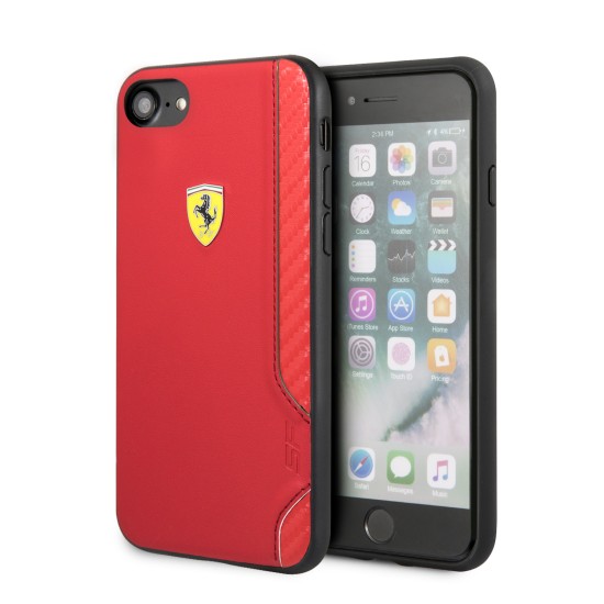 Ferrari Silicone On Track series FESITHCI8RE priekš Apple iPhone 7 / 8 / SE2 (2020) / SE3 (2022) - Sarkans - silikona aizmugures apvalks / bampers-vāciņš