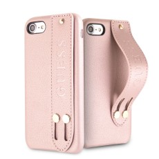Guess Saffiano Strap series Back Case GUHCI8SBSRO priekš Apple iPhone 7 / 8 / SE2 (2020) / SE3 (2022) - Rozā - ādas aizmugures apvalks / bampers-vāciņš