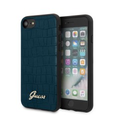 Guess Croco Collection series GUHCI8PCUMLCRBL priekš Apple iPhone 7 / 8 / SE2 (2020) / SE3 (2022) - Tumši Zils - mākslīgās ādas aizmugures apvalks / bampers-vāciņš