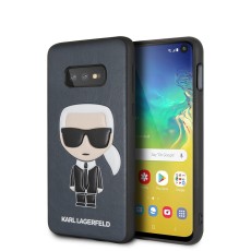 Karl Lagerfeld Iconic Embossed Karl series KLHCS10LIKPUBL priekš Samsung Galaxy S10e / S10e EE G970 - Tumši Zils - mākslīgās ādas aizmugures apvalks / maciņš