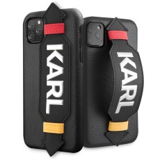 Karl Lagerfeld Strap Kryt Pro series Back Case KLHCN58HDAWBK priekš Apple iPhone 11 Pro - Melns - mākslīgās ādas aizmugures apvalks / maciņš