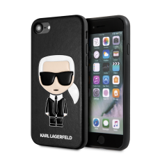 Karl Lagerfeld Iconic Karl Embossed series KLHCI8IKPUBK priekš Apple iPhone 7 / 8 / SE2 (2020) / SE3 (2022)  - Melns - ādas aizmugures apvalks / bampers-vāciņš