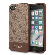 Guess 4G Stripe series Back Case GUHCI8G4GLBR priekš Apple iPhone 7 / 8 / SE2 (2020) / SE3 (2022) - Brūns - mākslīgās ādas aizmugures apvalks / bampers-vāciņš