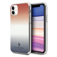 U.S. Polo Assn. Gradient Pattern Collection series USHCN61TRDGRB priekš Apple iPhone 11 - Sarkans / Zils - silikona aizmugures apvalks / bampers-vāciņš
