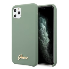 Guess Silicone Vintage Gold Logo series GUHCN58LSLMGKA priekš Apple iPhone 11 Pro - Tumši Zaļš - silikona aizmugures apvalks (bampers, vāciņš, slim TPU case cover, bumper)