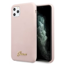 Guess Silicone Vintage Gold Logo series GUHCN58LSLMGLP priekš Apple iPhone 11 Pro - Rozā - silikona aizmugures apvalks (bampers, vāciņš, slim TPU case cover, bumper)