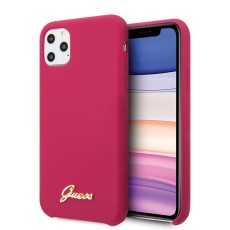 Guess Silicone Vintage Gold Logo series GUHCN58LSLMGRE priekš Apple iPhone 11 Pro - Sārts - silikona aizmugures apvalks (bampers, vāciņš, slim TPU case cover, bumper)
