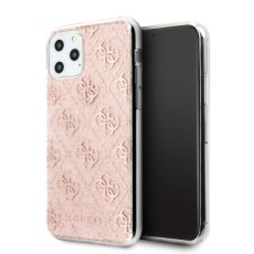 Guess 4G Glitter series Back Case GUHCN58PCU4GLPI priekš Apple iPhone 11 Pro - Rozā Zelts - silikona-plastikāta  apvalks / maciņš
