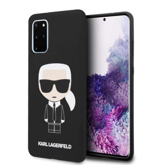Karl Lagerfeld Silicone Iconic series KLHCS67SLFKBK priekš Samsung Galaxy S20 Plus 5G G986 - Melns - silikona aizmugures apvalks / bampers-vāciņš