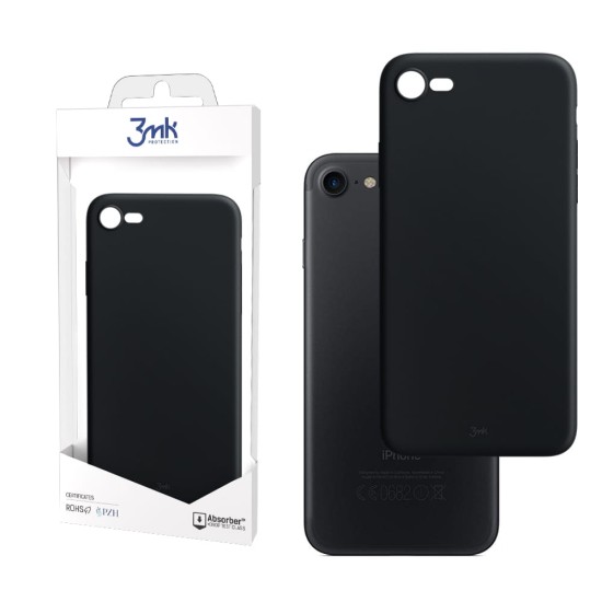 3MK Matt Case priekš Apple iPhone 7 / 8 / SE2 (2020) / SE3 (2022) - Melns - matēts silikona aizmugures apvalks / bampers-vāciņš