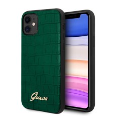 Guess Croco Collection series GUHCN61PCUMLCRDG priekš Apple iPhone 11 - Zaļš - mākslīgās ādas apvalks / maciņš