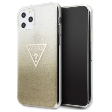 Guess Glitter Triangle series Back Case GUHCN61SGTLGO priekš Apple iPhone 11 - Zelts - silikona-plastikāta apvalks / maciņš-bampers
