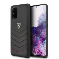 Ferrari Leather Hardcase FEHQUHCS67BK priekš Samsung Galaxy S20 Plus 5G G986 - Melns - ādas aizmugures apvalks / bampers-vāciņš
