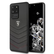 Ferrari Leather Hardcase FEHQUHCS69BK priekš Samsung