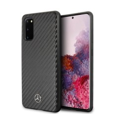 Mercedes Benz Dynamic Line series Back Case MEHCS62SRCFBK priekš Samsung Galaxy S20 G980 - Melns - karbona aizmugures apvalks / bampers-vāciņš