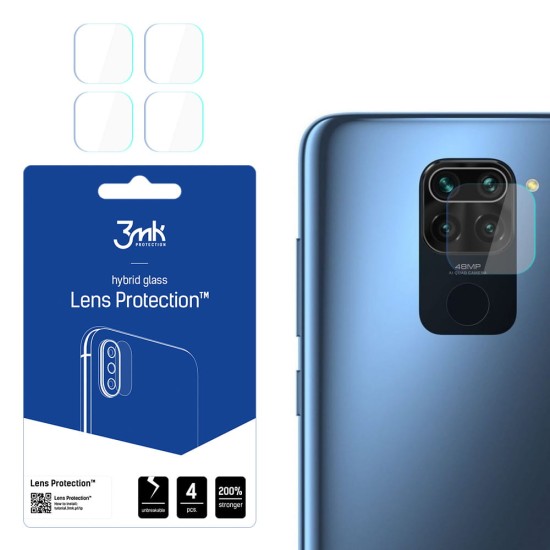 3MK Lens Protection (4 gab.) Hybrid Tempered Glass / Film camera protector priekš Xiaomi Redmi Note 9 - hibrīds aizmugurējās kameras aizsargstikls / aizsargplēve