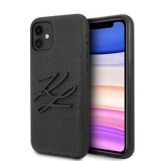 Karl Lagerfeld Lizard Collection series KLHCN61TJKBK priekš Apple iPhone 11 - Melns - mākslīgās ādas aizmugures apvalks / maciņš