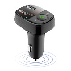 Devia Smart Car Kit HandsFree FM Transmitter ar Bluetooth V5.0 12/24V 2xUSB 18W Quick Charge - Melns - USB FM Transmiteris un auto lādētājs, MP3 Audio atskaņotājs, automašinas bezvadu brīvroku sistēma