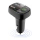 Devia Smart Car Kit HandsFree FM Transmitter ar Bluetooth V5.0 12/24V 2xUSB 18W Quick Charge - Melns - USB FM Transmiteris un auto lādētājs, MP3 Audio atskaņotājs, automašinas bezvadu brīvroku sistēma