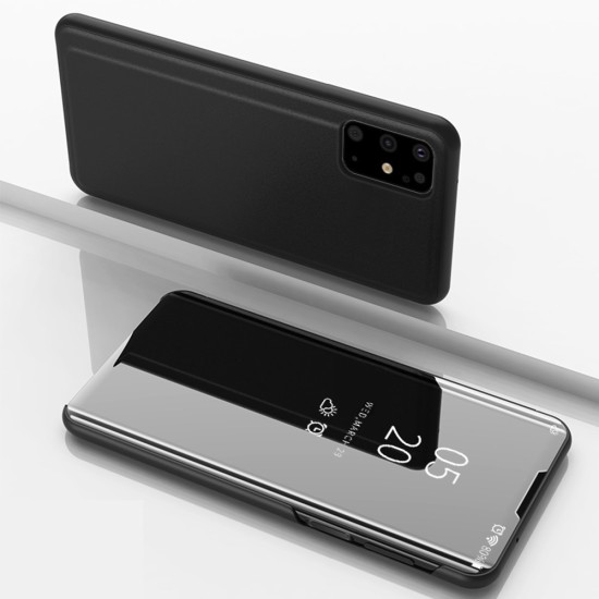 Smart Clear View Book Case priekš Samsung Galaxy A21s A217 - Melns - sāniski atverams grāmatveida maciņš ar stendu