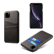 Double Card Slots PU Leather Coated PC Back Case priekš Apple iPhone 11 Pro - Melns - mākslīgās ādas aizmugures maciņš ar divām kabatiņām priekš kartēm