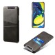 Double Card Slots PU Leather Coated PC Back Case priekš Samsung Galaxy A80 A805 - Melns - mākslīgās ādas aizmugures maciņš ar divām kabatiņām priekš kartēm