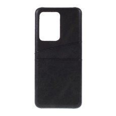 Double Card Slots PU Leather Coated PC Back Case priekš Samsung Galaxy S20 Ultra 5G G988 - Melns - mākslīgās ādas aizmugures maciņš ar divām kabatiņām priekš kartēm
