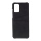 Double Card Slots PU Leather Coated PC Back Case priekš Samsung Galaxy S20 Plus 5G G986 - Melns - mākslīgās ādas aizmugures maciņš ar divām kabatiņām priekš kartēm