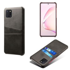 Double Card Slots PU Leather Coated PC Back Case priekš Samsung Galaxy Note 10 Lite N770 - Melns - mākslīgās ādas aizmugures maciņš ar divām kabatiņām priekš kartēm