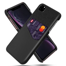 KSQ PC / PU / Cloth Hybrid Back Cover with Card Slot priekš Apple iPhone 11 - Melns - mākslīgās ādas / plastikas aizmugures maciņš ar kabatiņu priekš kartēm