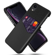 KSQ PC / PU / Cloth Hybrid Back Cover with Card Slot priekš Apple iPhone XR - Melns - mākslīgās ādas / plastikas aizmugures maciņš ar kabatiņu priekš kartēm