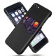 KSQ PC / PU / Cloth Hybrid Back Cover with Card Slot priekš Apple iPhone 7 / 8 / SE2 (2020) / SE3 (2022) - Melns - mākslīgās ādas / plastikas aizmugures maciņš ar kabatiņu priekš kartēm