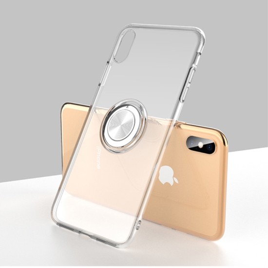 Finger Ring Kickstand Clear TPU Back Case priekš Apple iPhone XS Max - Caurspīdīgs - silikona aizmugures apvalks ar gredzenu