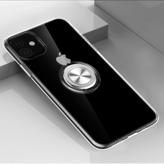 Finger Ring Kickstand Clear TPU Back Case priekš Apple iPhone 11 Pro - Caurspīdīgs - silikona aizmugures apvalks ar gredzenu