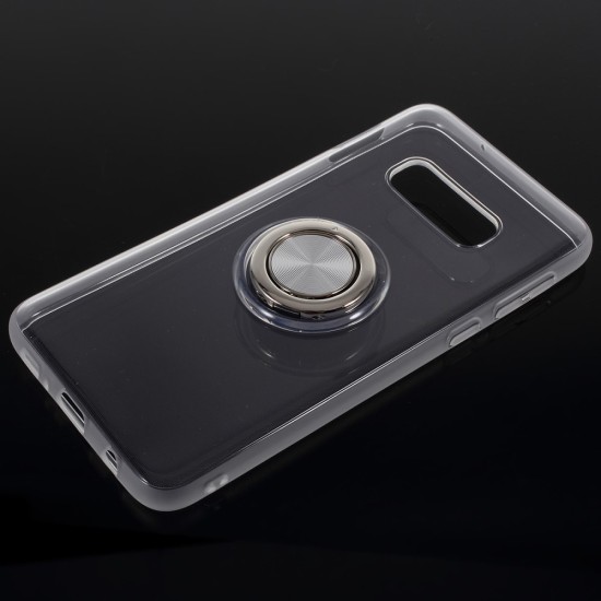 Finger Ring Kickstand Clear TPU Back Case priekš Samsung Galaxy S10e / S10e EE G970 - Caurspīdīgs - silikona aizmugures apvalks ar gredzenu