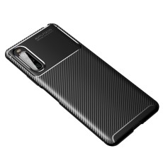 Beetle Series Carbon Fiber TPU Protection Phone Cover priekš Sony Xperia 10 II - Melns - triecienizturīgs silikona aizmugures apvalks (bampers, vāciņš, slim TPU silicone case shell cover, bumper)